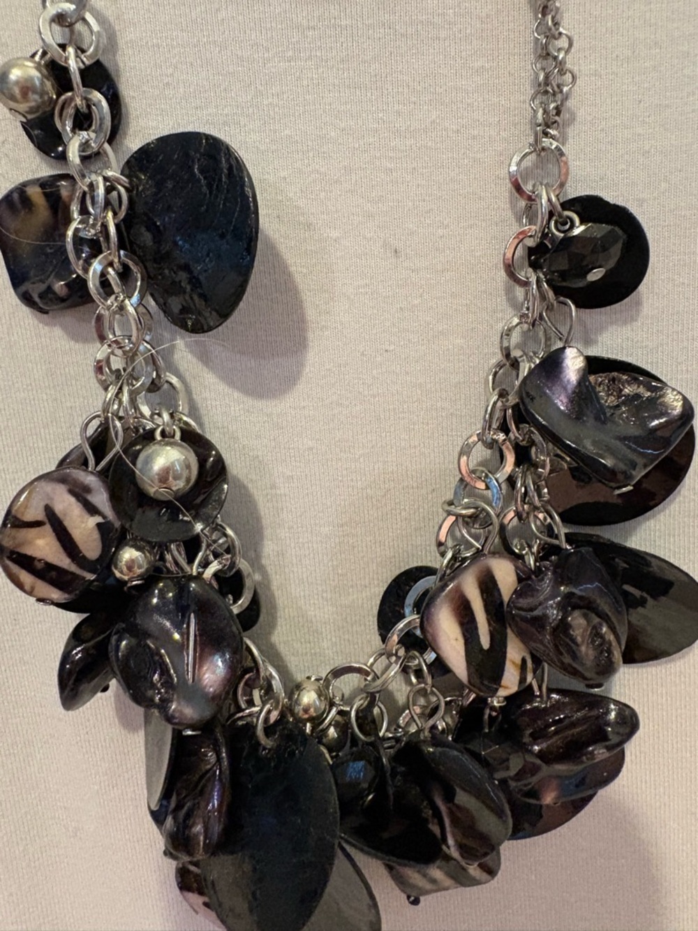 Black Bead Cluster Statement Necklace - Unbranded